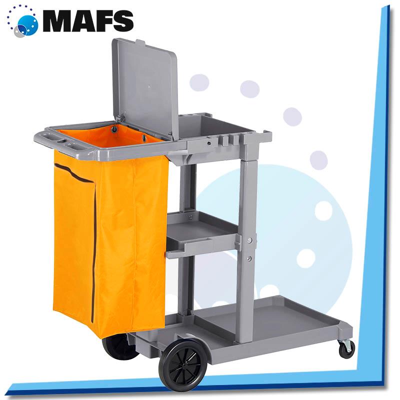 CARRO LIMPIEZA GRIS CON TAPA