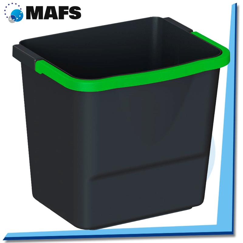 CUBO NEGRO 10 L. CON ASA VERDE STAFF
