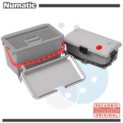 SRK17 - Cubo preimpregnación, Cubo 22L gris con asa roja y tapa, 1 Bandeja