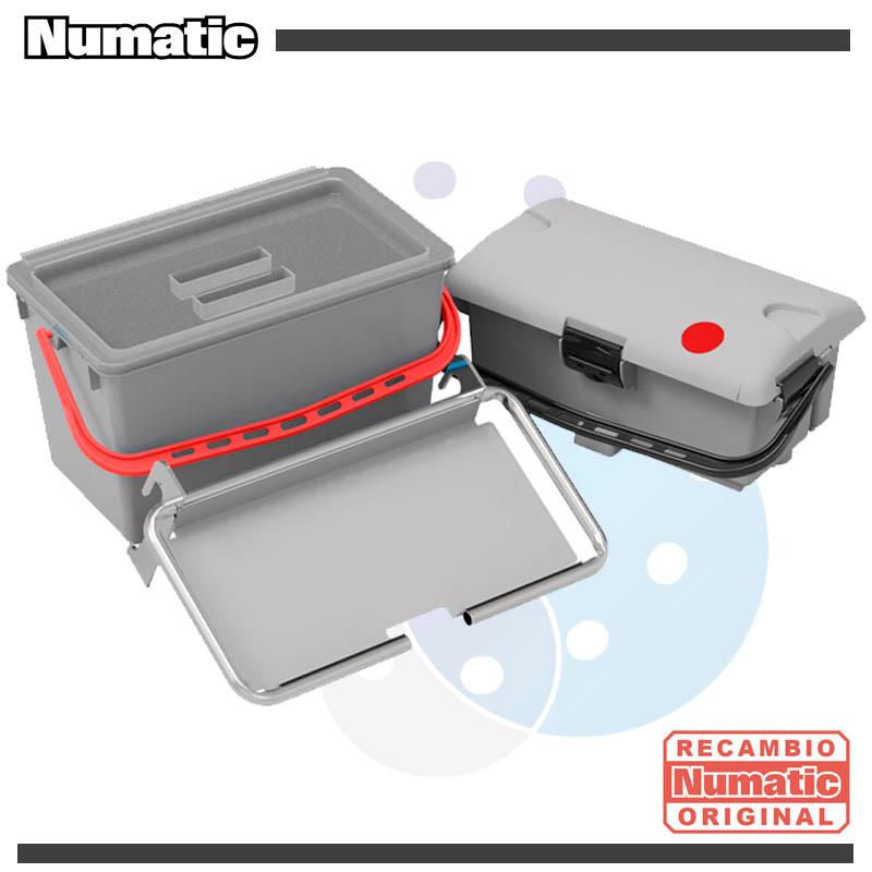 SRK17 - Cubo preimpregnación, Cubo 22L gris con asa roja y tapa, 1 Bandeja